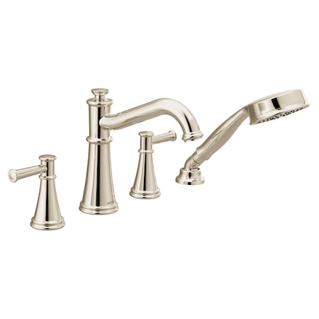 Moen Two-Handle Roman Tub Faucet Includes Hand Shower Polished Nickel T9024NL